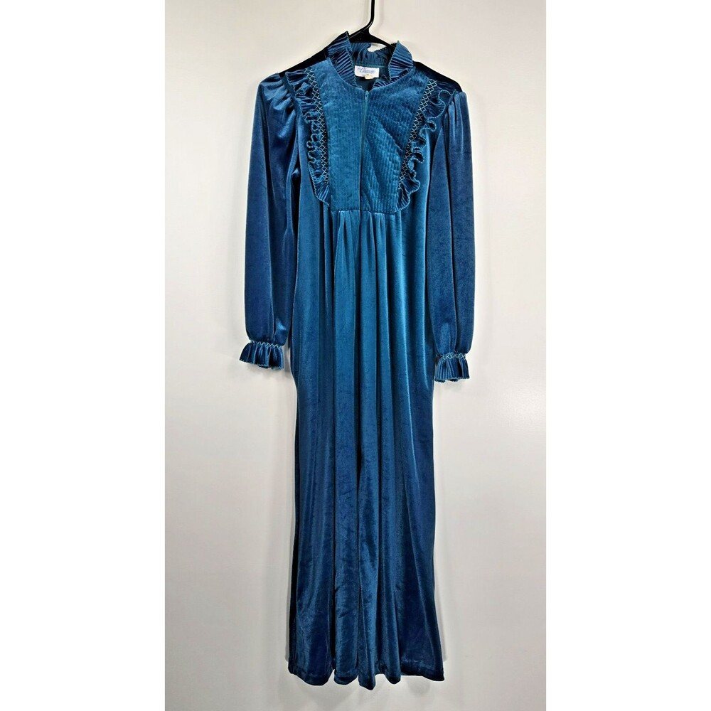 It's A Charm Vintage Women's Size Small Green Long Sleeve Housecoat Robe